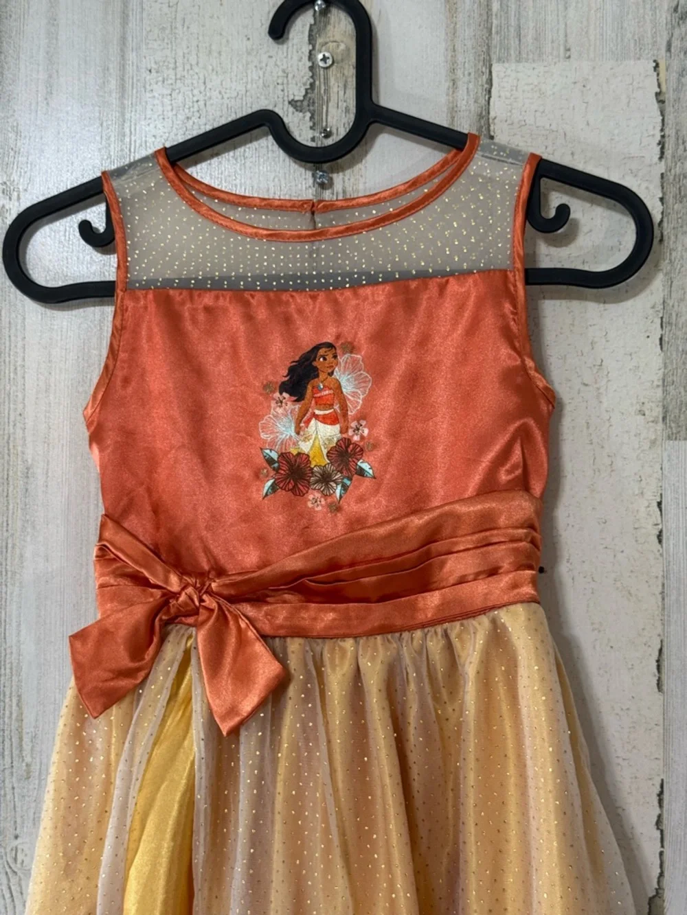 Moana Inspired Costume Dress Gold Orange Satin - Picture 2 of 15